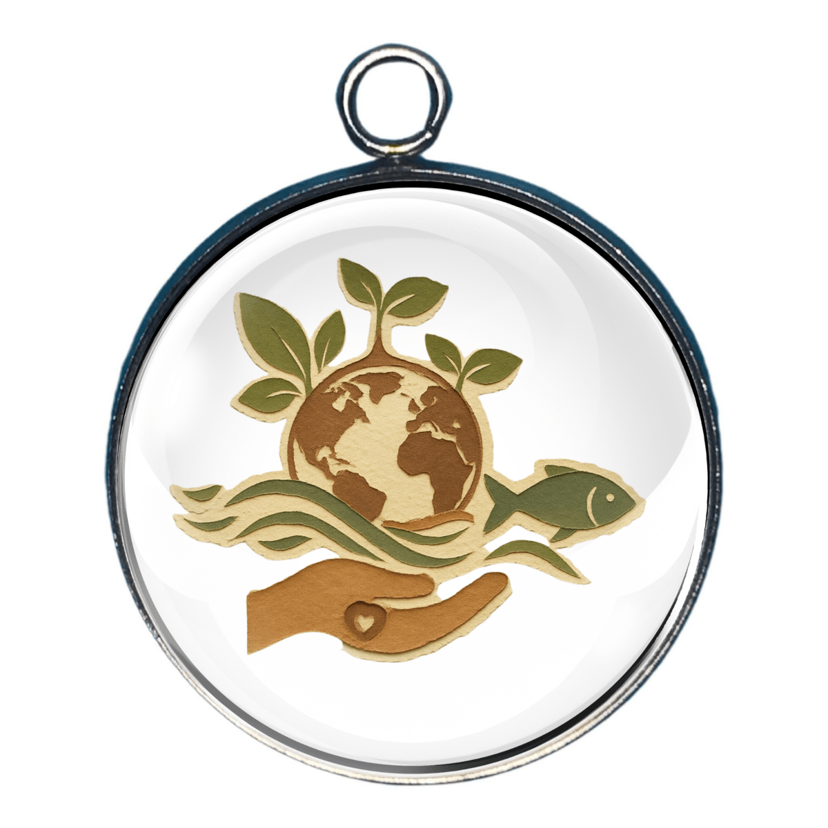 Eco hand leaf earth sustainability charm pendant