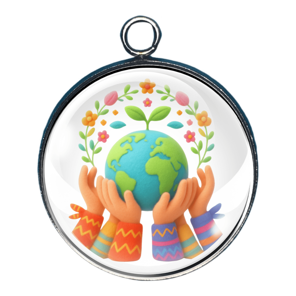 Floral earth celebration environmental charm pendant