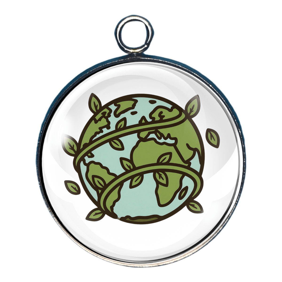 Leaf wrapped earth charm, environmental jewelry making pendant