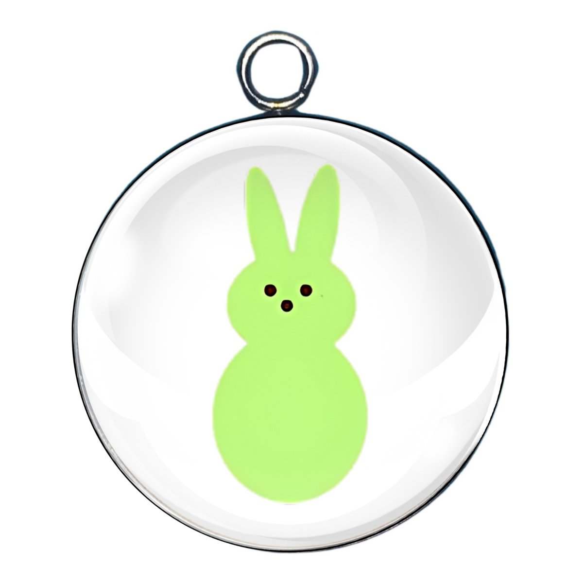 green easter peeps glass cabochon charm