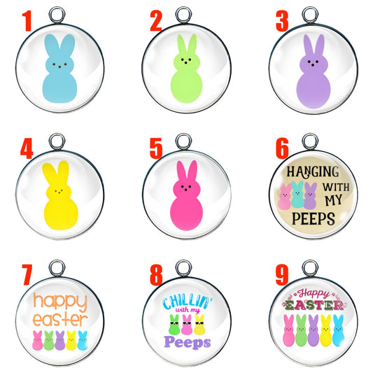 9 easter peeps glass cabochon charms