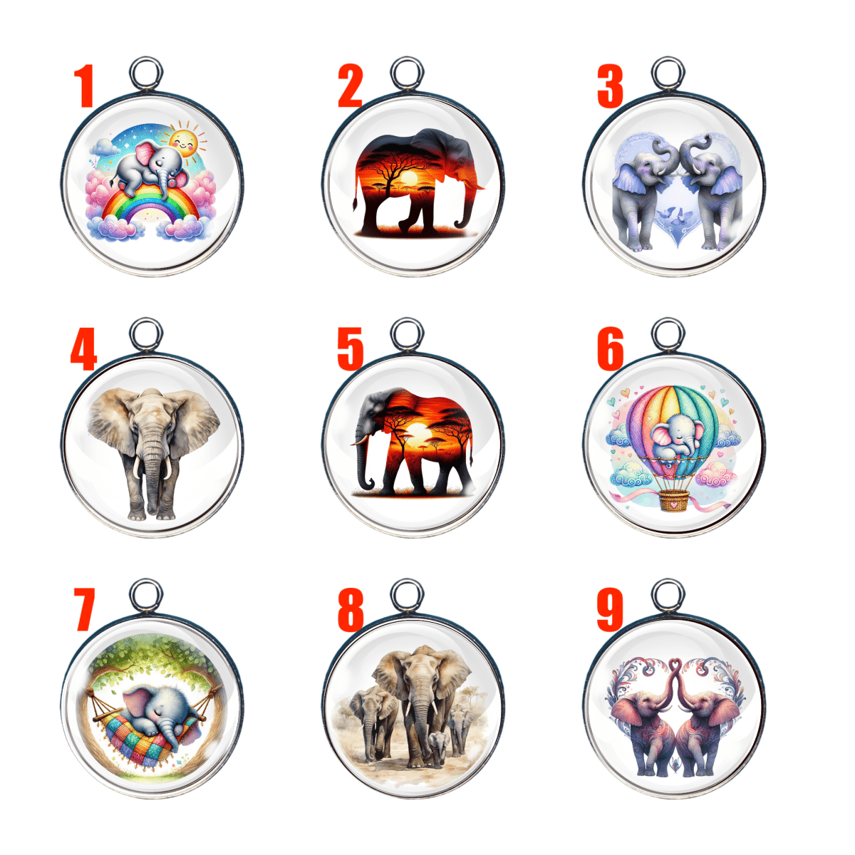 Elephants Everywhere! - Baby Elephant Charms | Rainbow, Safari, Sunset, Balloon