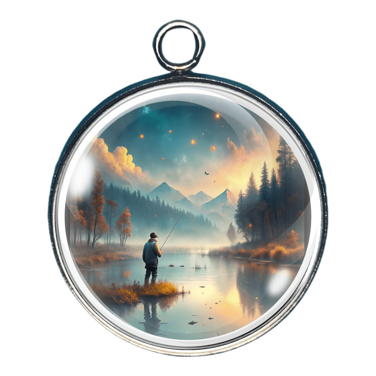 Fisher by misty mountain lake at dawn charm