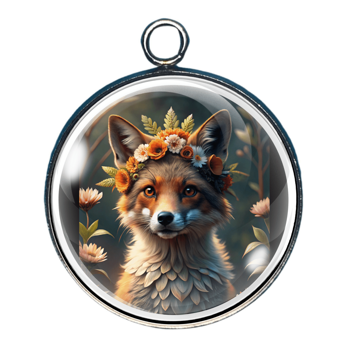 Fox with flower crown woodland charm