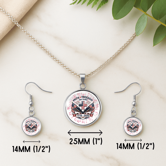 Faith & Freedom: 250 Years | 1776–2026 Patriotic Necklace and Earring Set