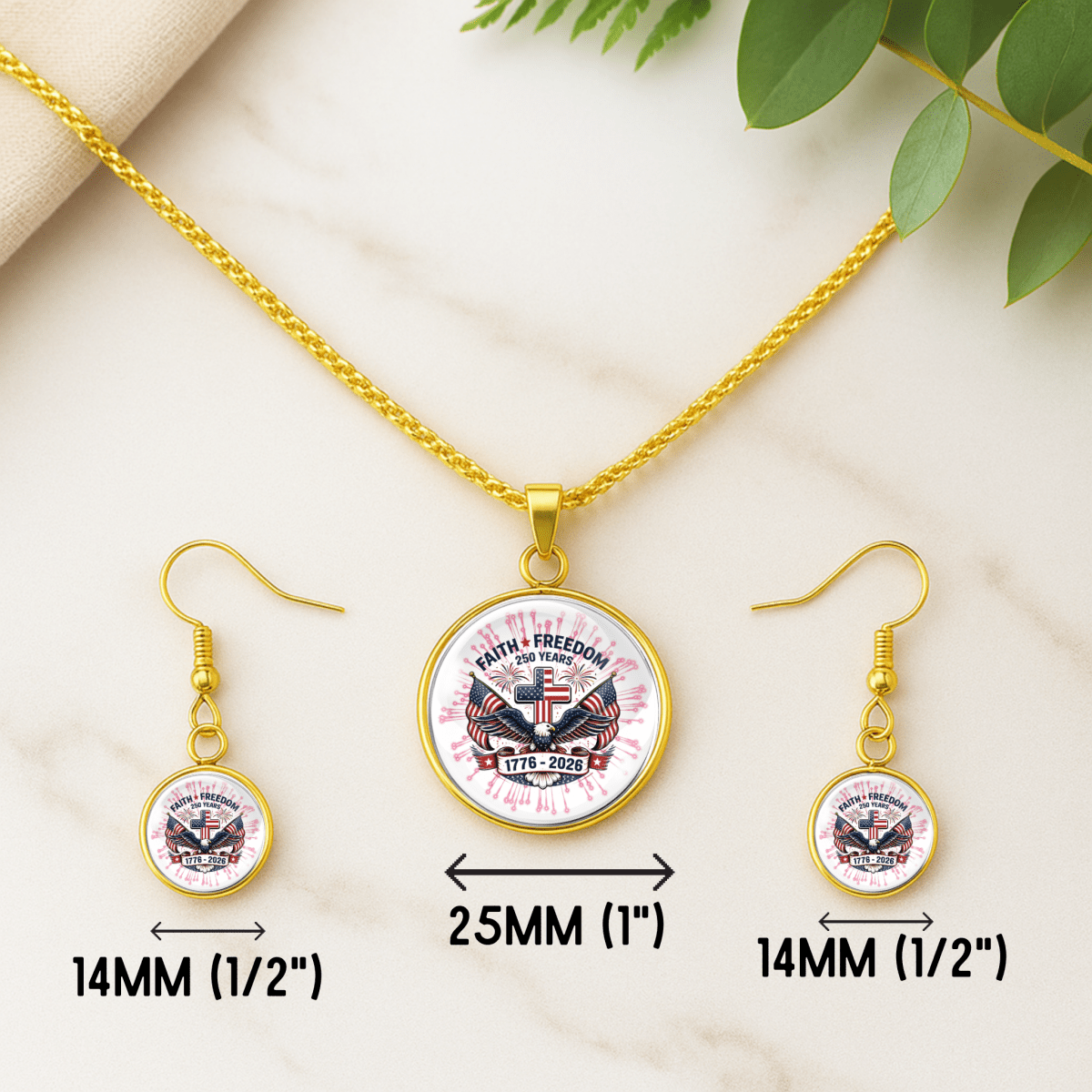 Faith & Freedom: 250 Years | 1776–2026 Patriotic Necklace and Earring Set
