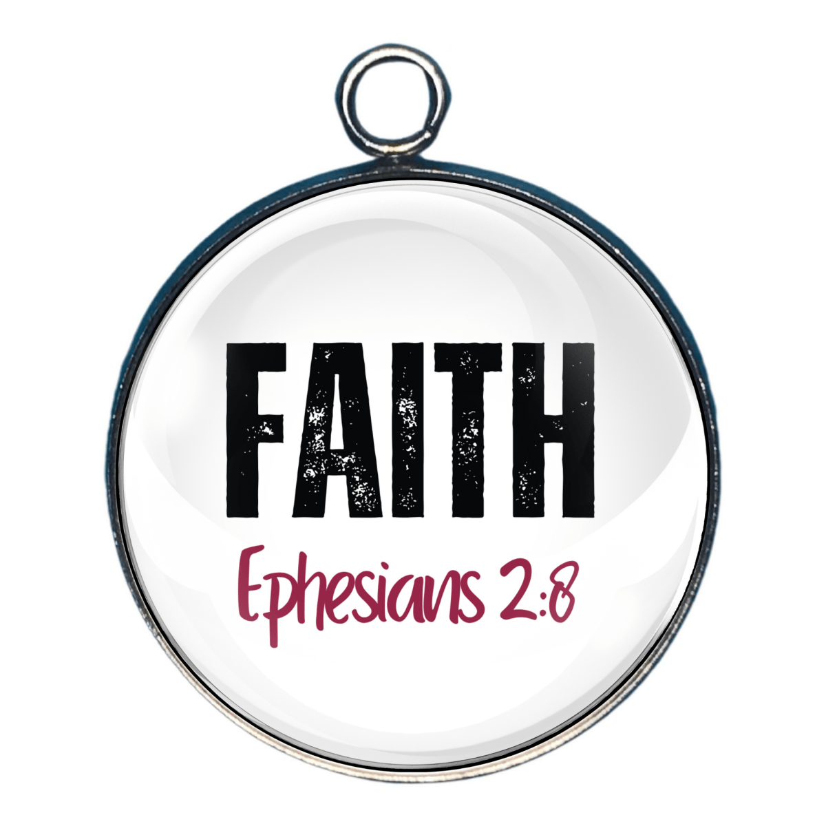 Faith Christian charm with Ephesians 2:8.