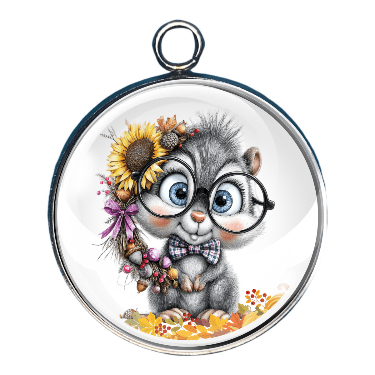 Fall Furry Friends, Autumn Woodland Animal Glass Cabochon Charms