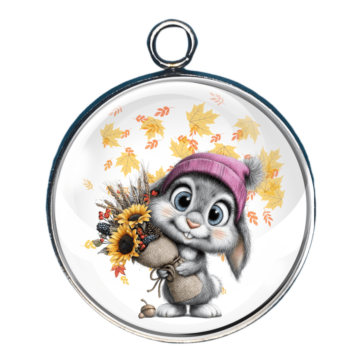 Fall Furry Friends, Autumn Woodland Animal Glass Cabochon Charms