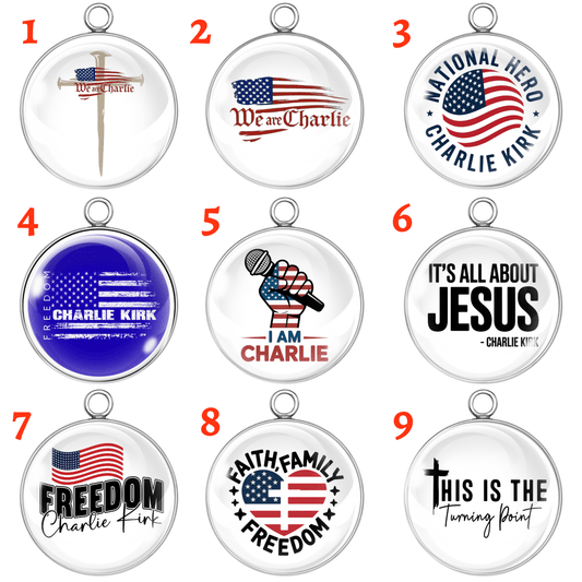 Patriotic and faith-themed glass cabochon charms – 9 styles with USA and inspirational designs for jewelry making