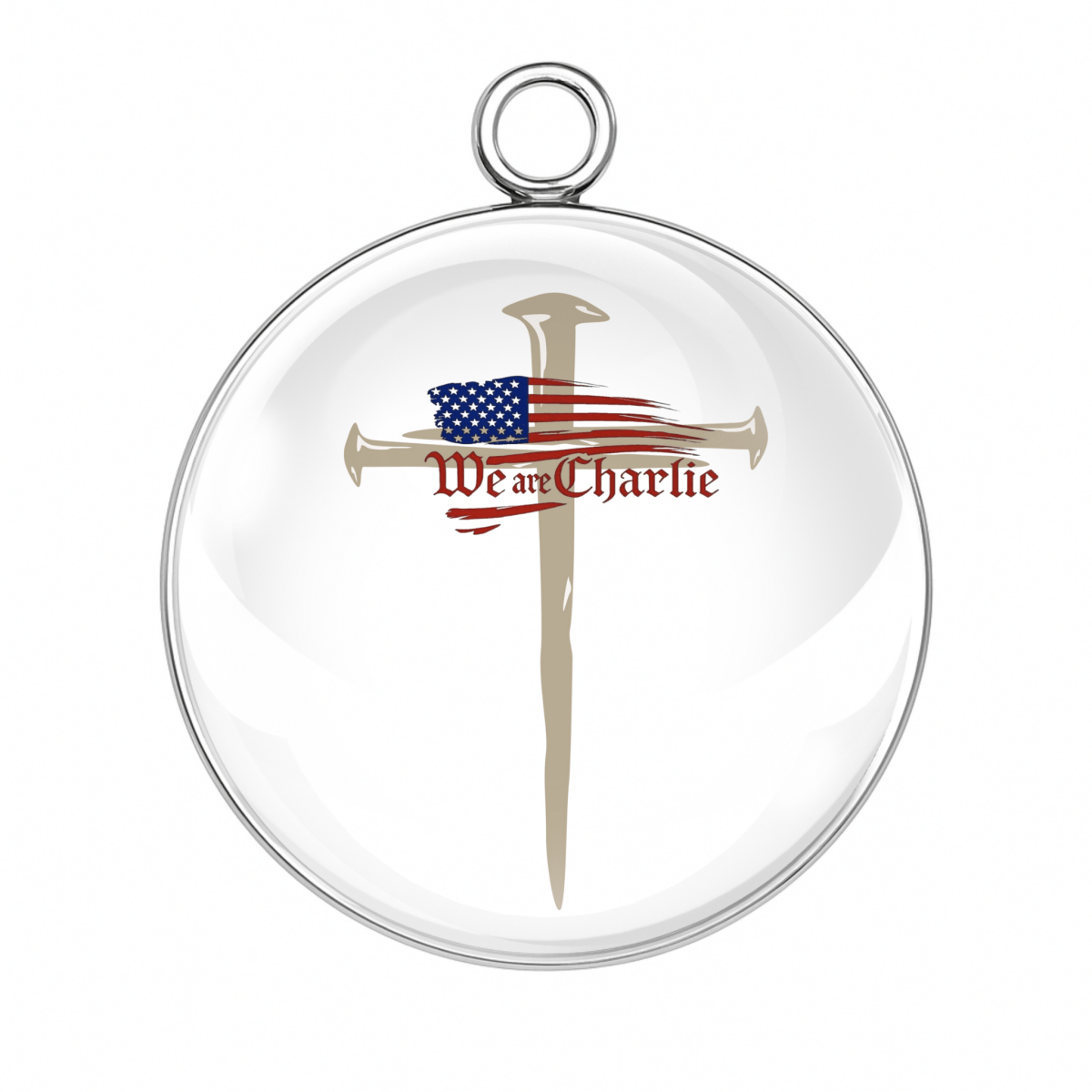 Sword and flag cross “We Are Charlie” charm