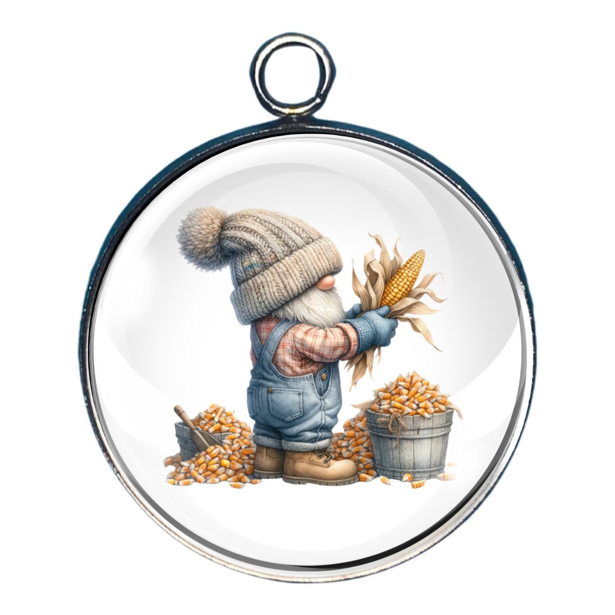 Charm of a farmer gnome shucking corn