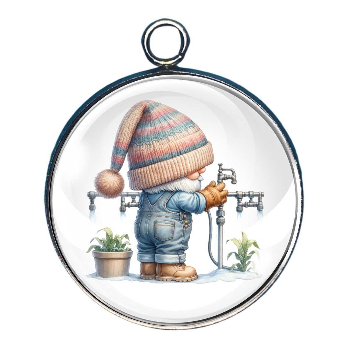 Charm of a farmer gnome watering the corn plants