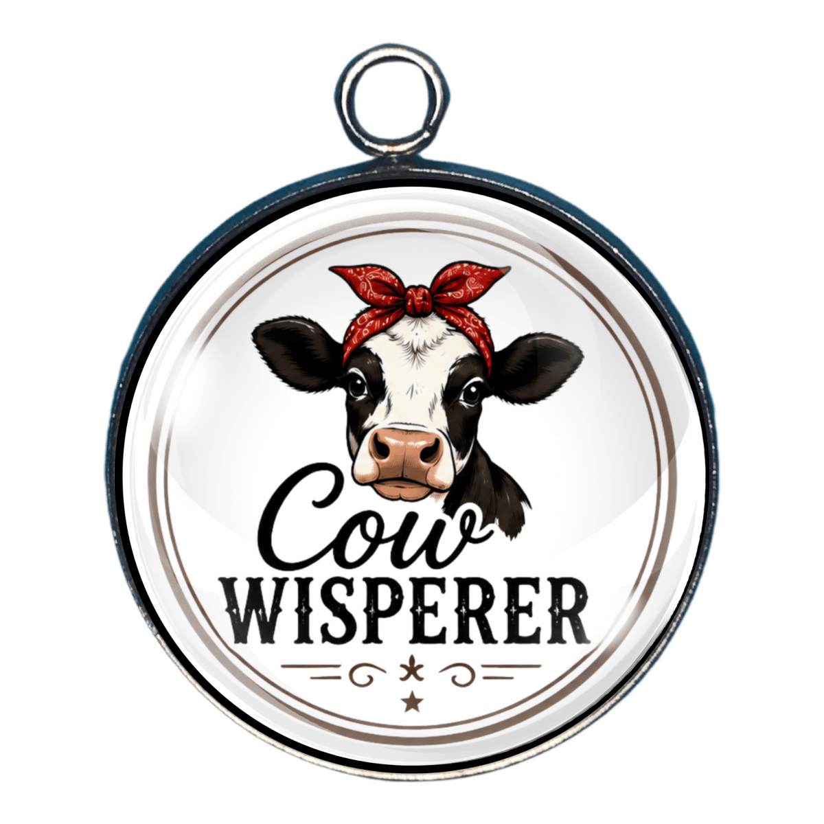Charm of a cow illustration and 'Cow Whisperer' text 