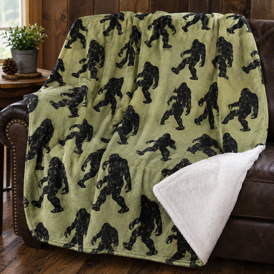 Bigfoot Sasquatch Blanket 60" x 80" – Soft Flannel Cryptid Throw, Cozy Forest Cabin Decor