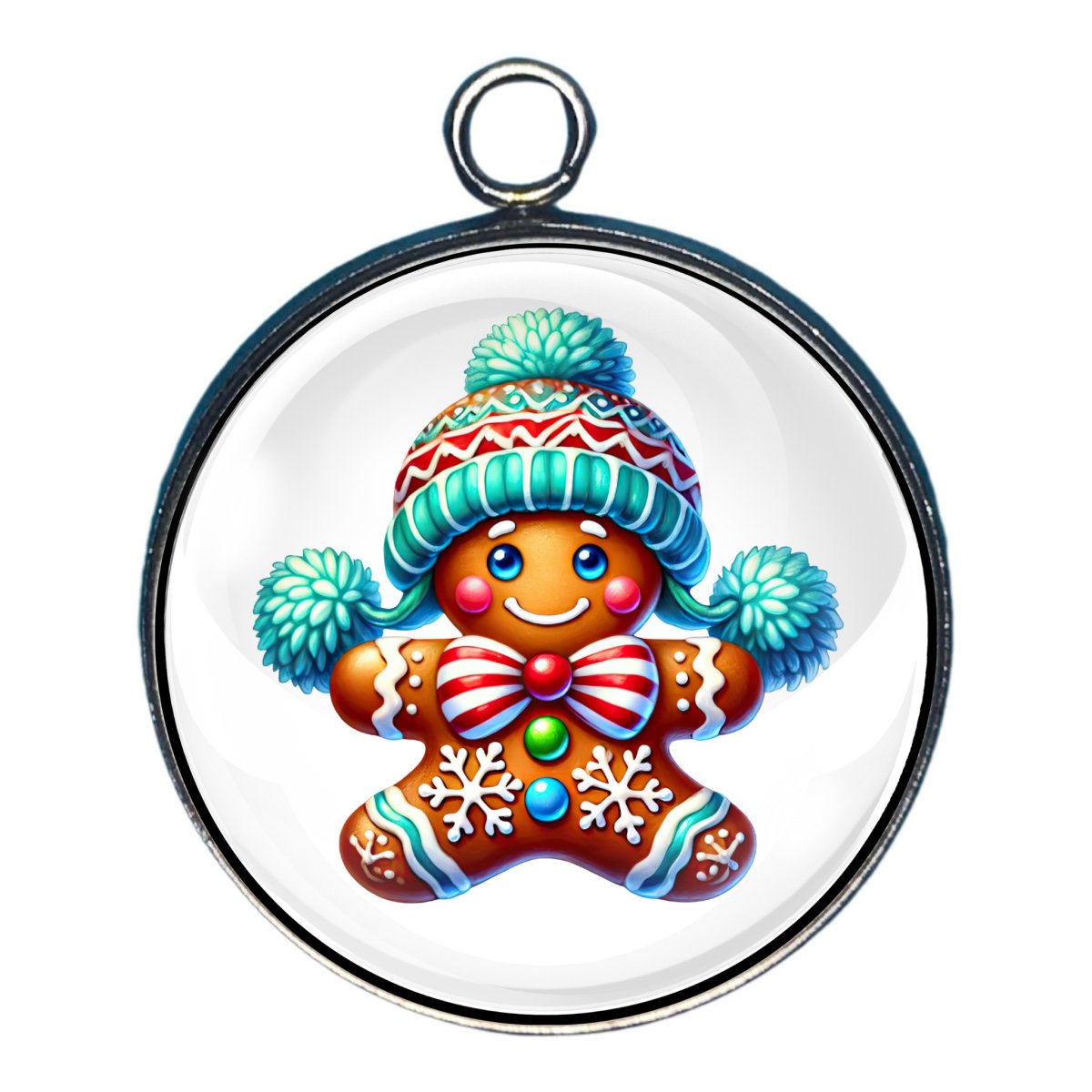 Festive Gingerbread Glass Cabochon Charms