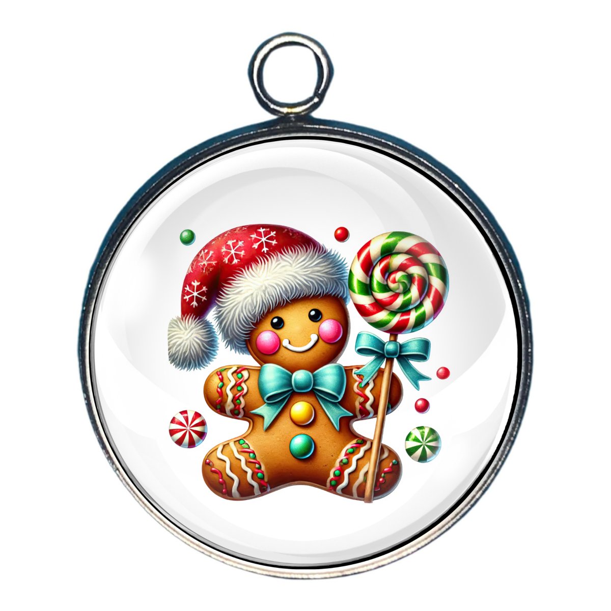 Festive Gingerbread Glass Cabochon Charms