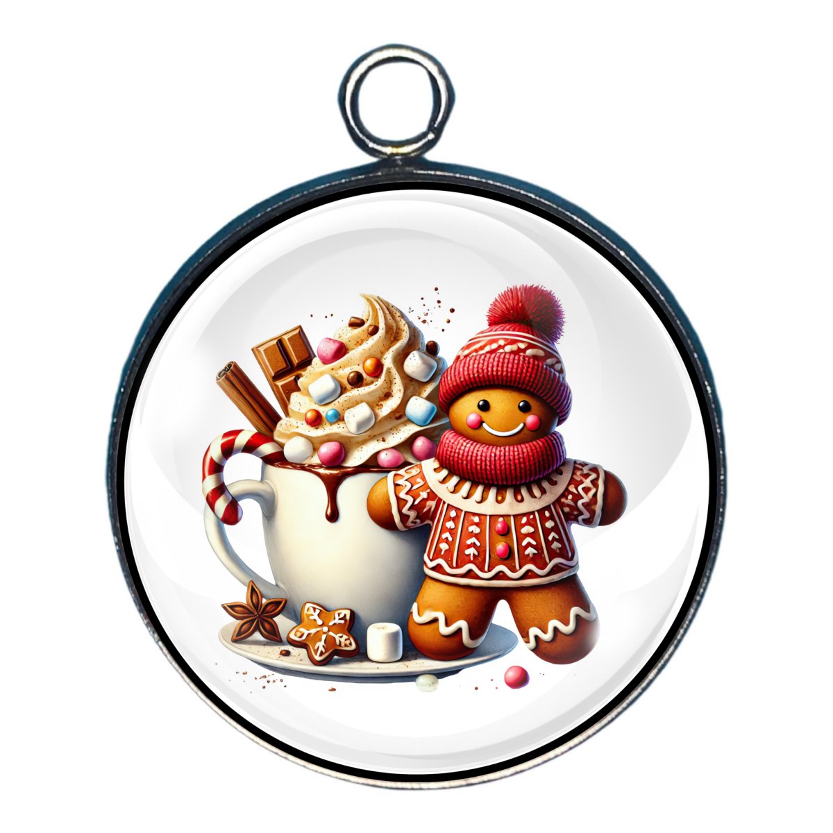 Festive Gingerbread Glass Cabochon Charms