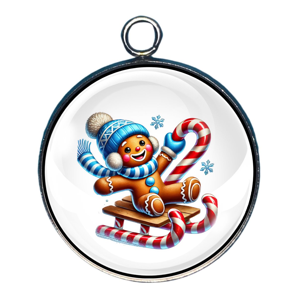 Festive Gingerbread Glass Cabochon Charms