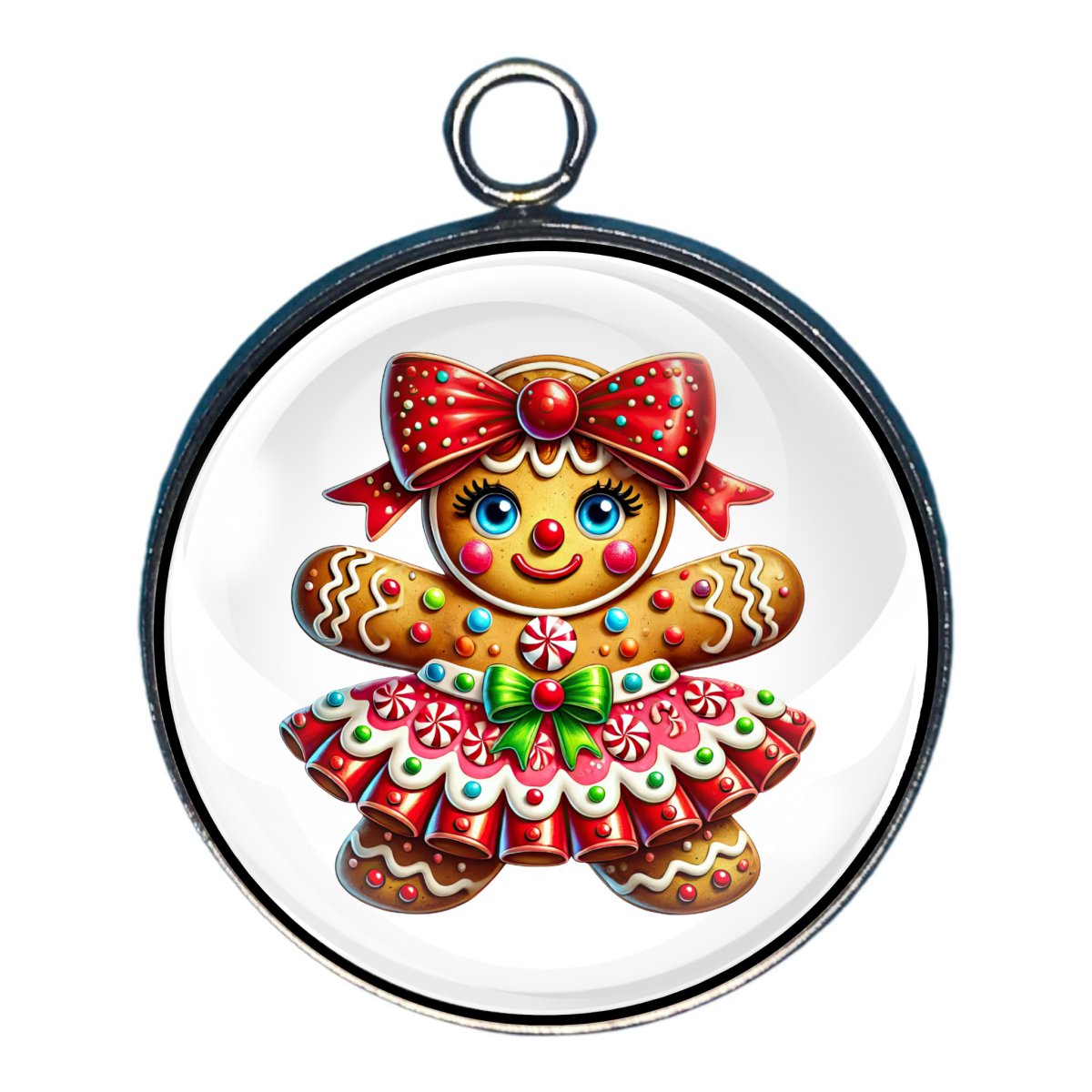 Festive Gingerbread Glass Cabochon Charms