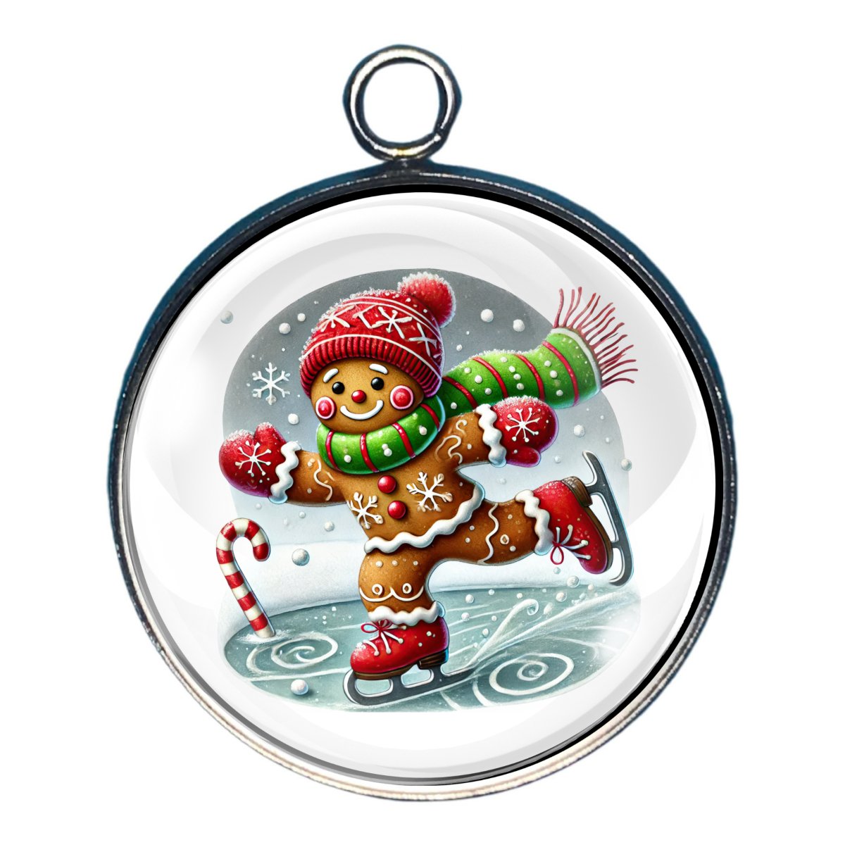 Festive Gingerbread Glass Cabochon Charms