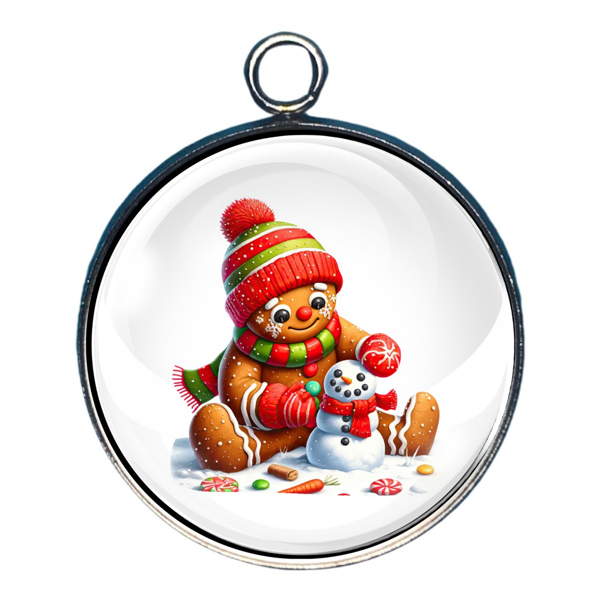 Festive Gingerbread Glass Cabochon Charms