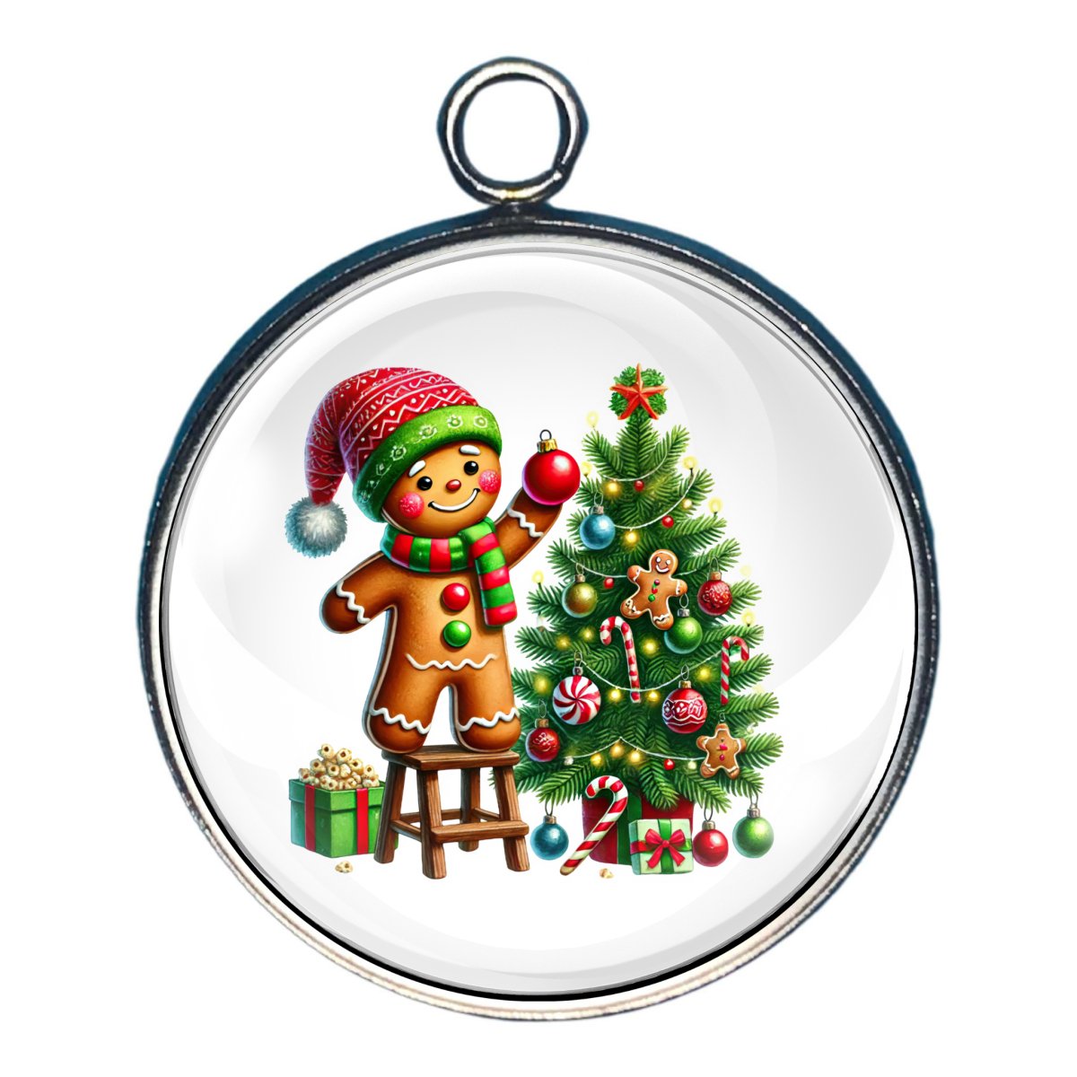 Festive Gingerbread Glass Cabochon Charms