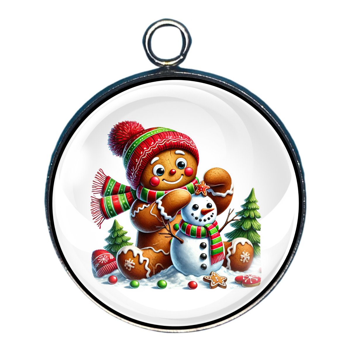 Festive Gingerbread Glass Cabochon Charms