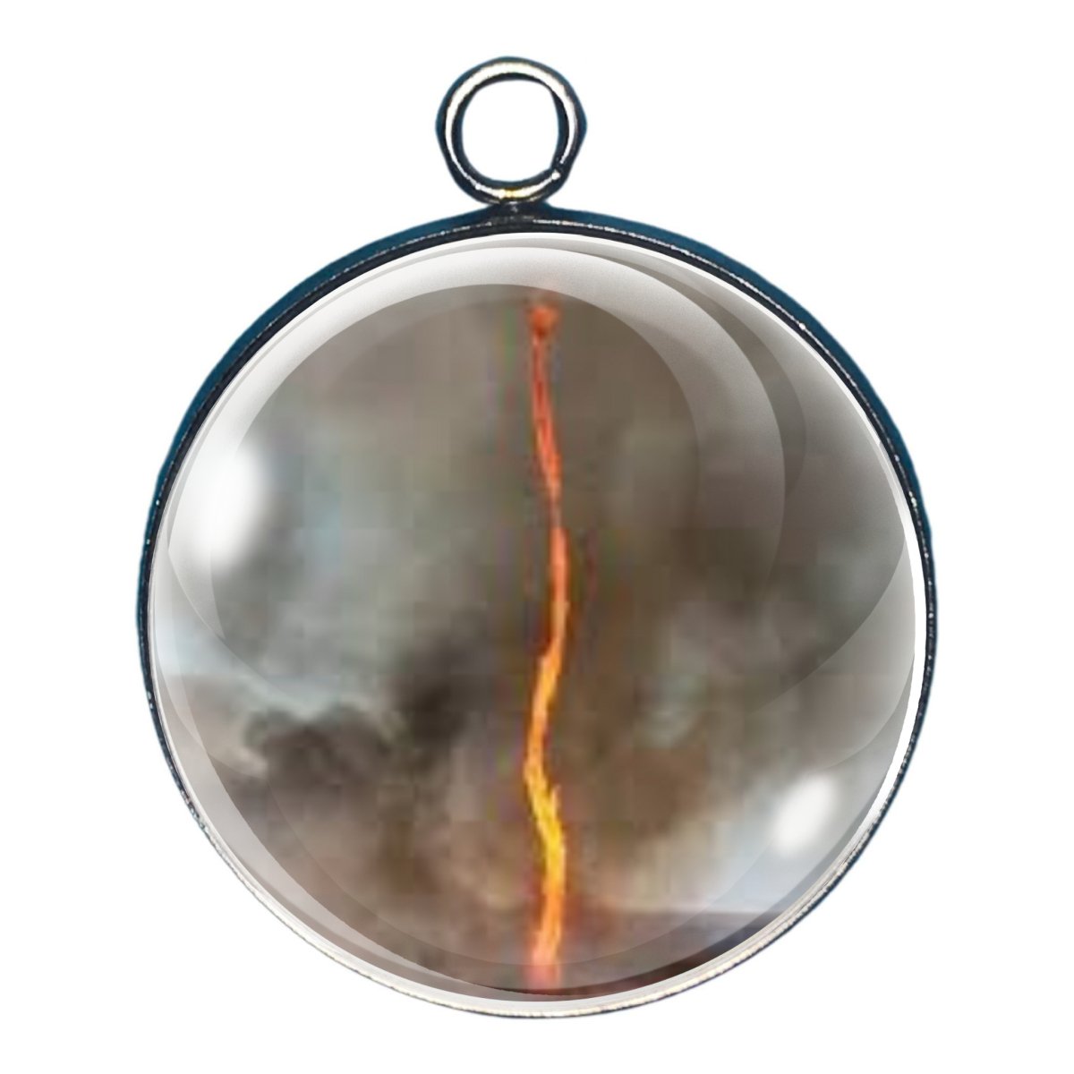 Charm depicting a tornado made of fire