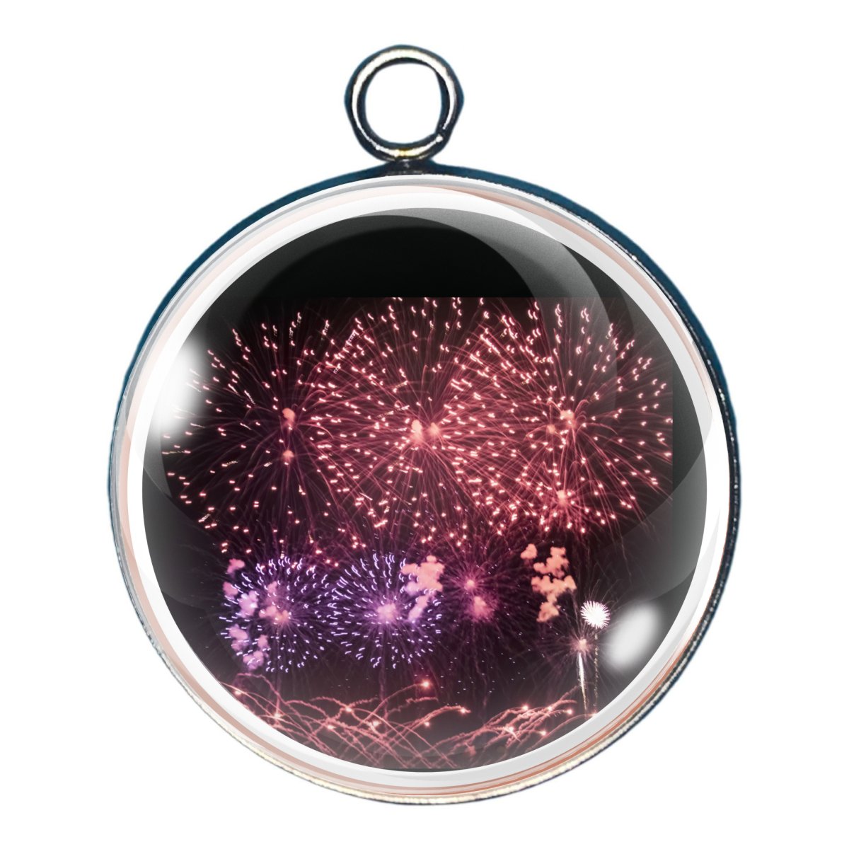 charm depicting a fireworks display