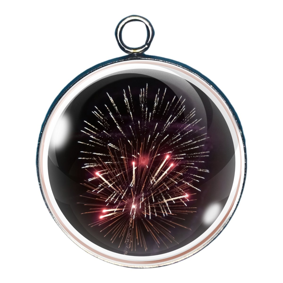 charm depicting a fireworks display