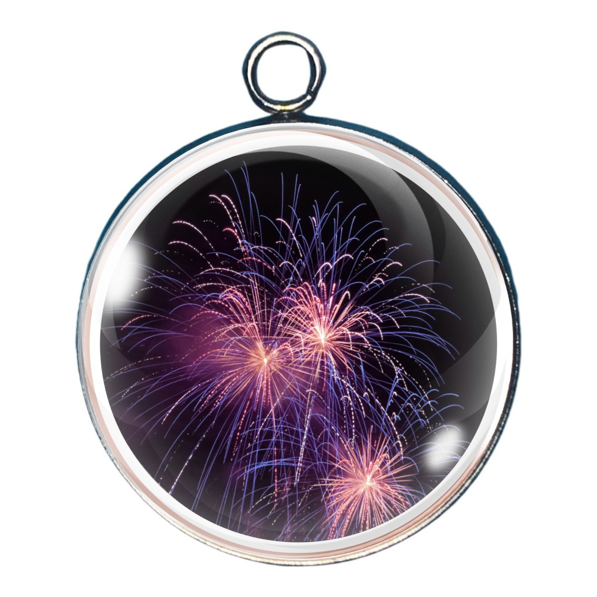 charm depicting a fireworks display