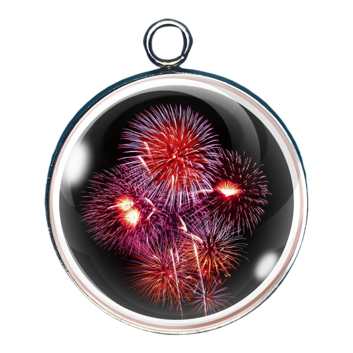 charm depicting a fireworks display