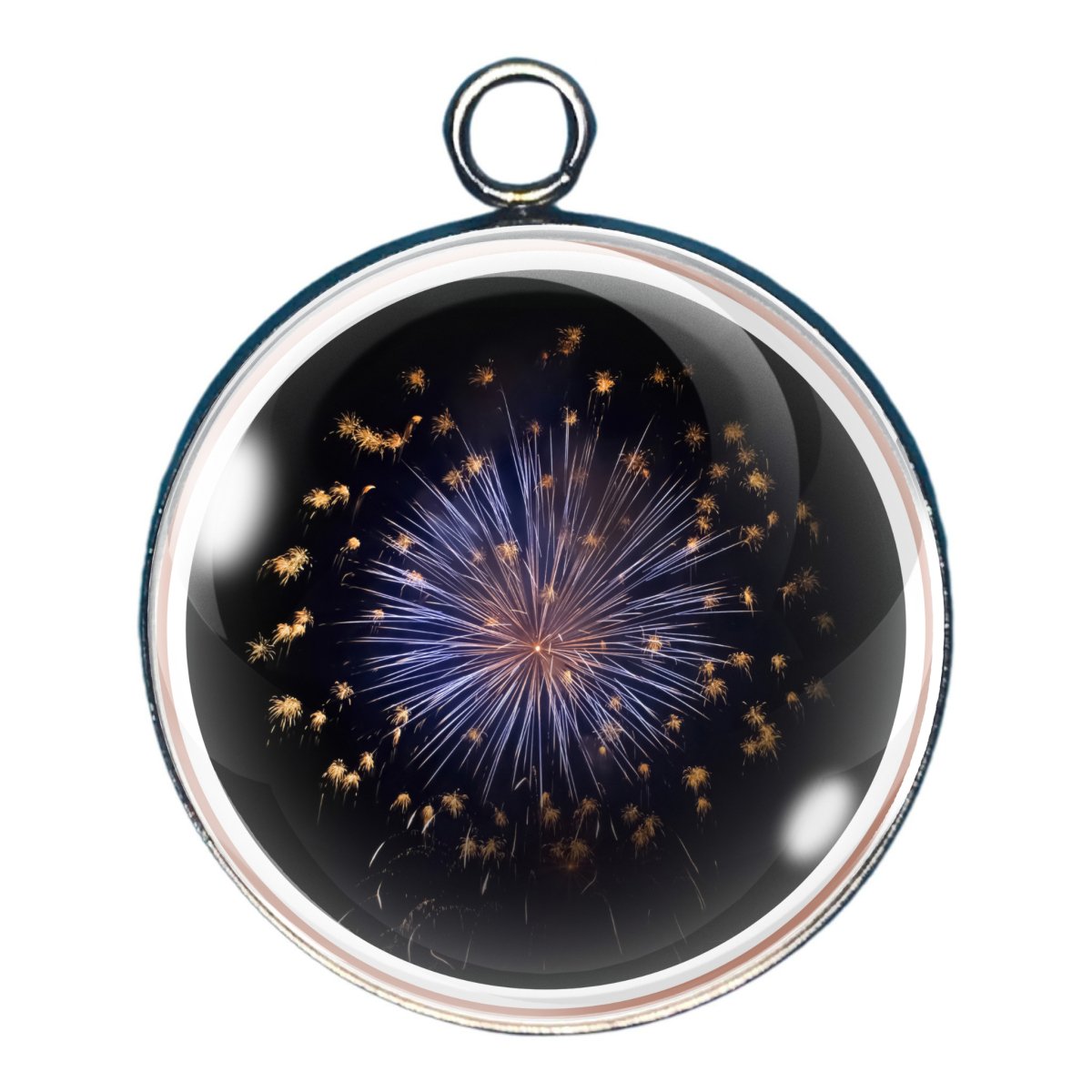 charm depicting a fireworks display