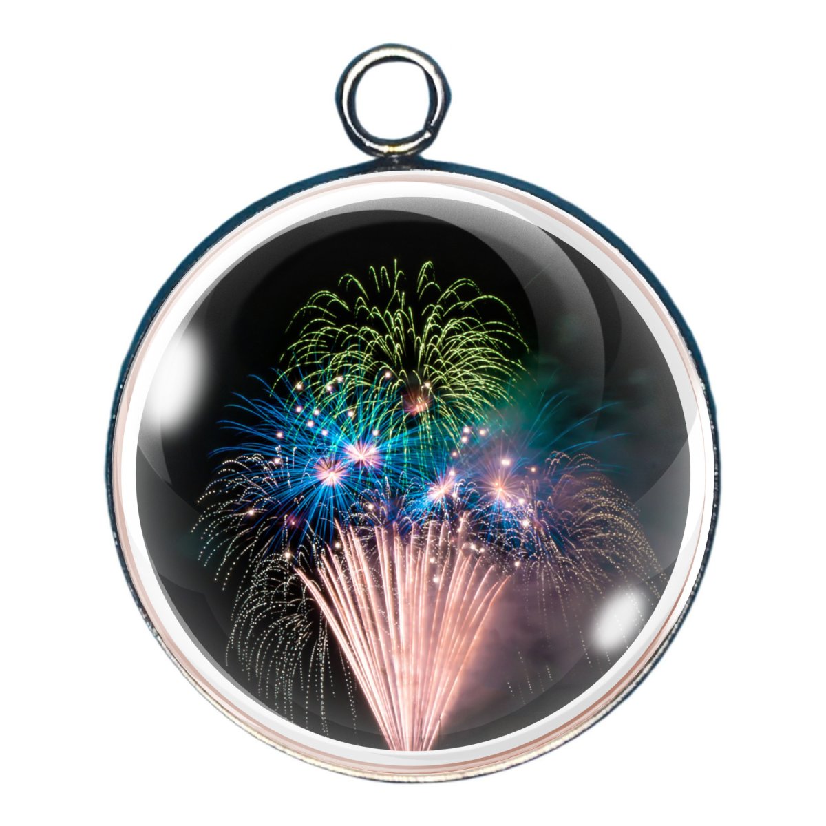 charm depicting a fireworks display