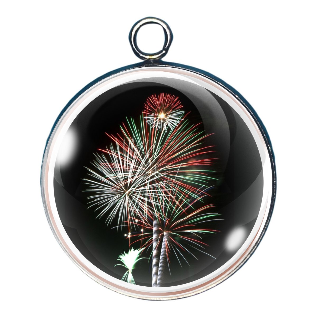 charm depicting a fireworks display