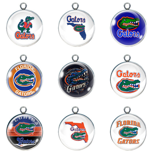 9 Florida Gators glass cabochon charms