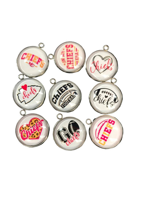 Football Pendant Bundle (9pc) 18mm Silver Cabochon Charms – Clearance Craft Deal