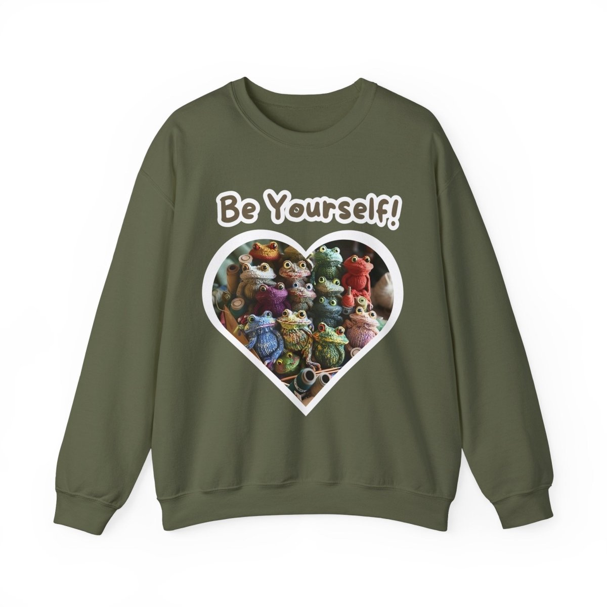 Frog Quote Crewneck Sweatshirt - Be Yourself Funny Design