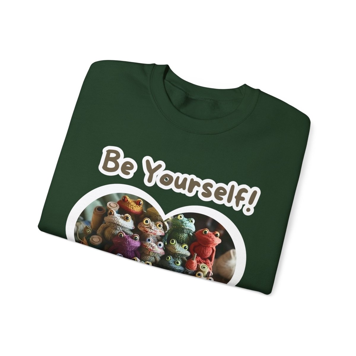 Frog Quote Crewneck Sweatshirt - Be Yourself Funny Design