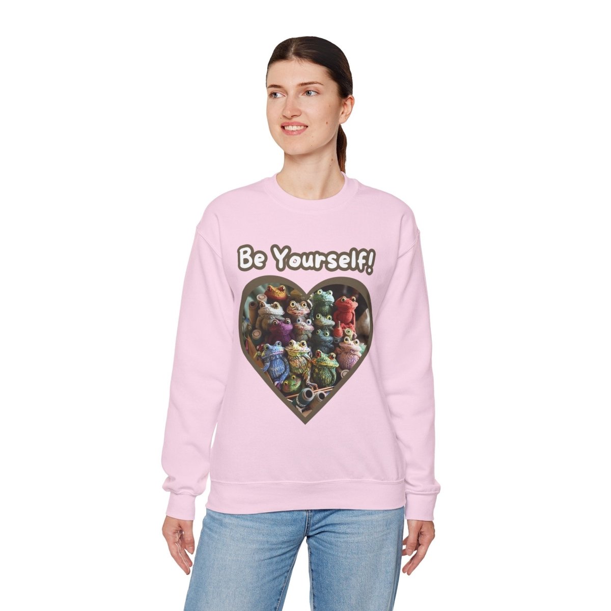 Frog Quote Crewneck Sweatshirt - Be Yourself Funny Design