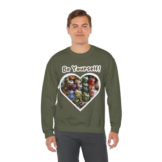 Frog Quote Crewneck Sweatshirt - Be Yourself Funny Design