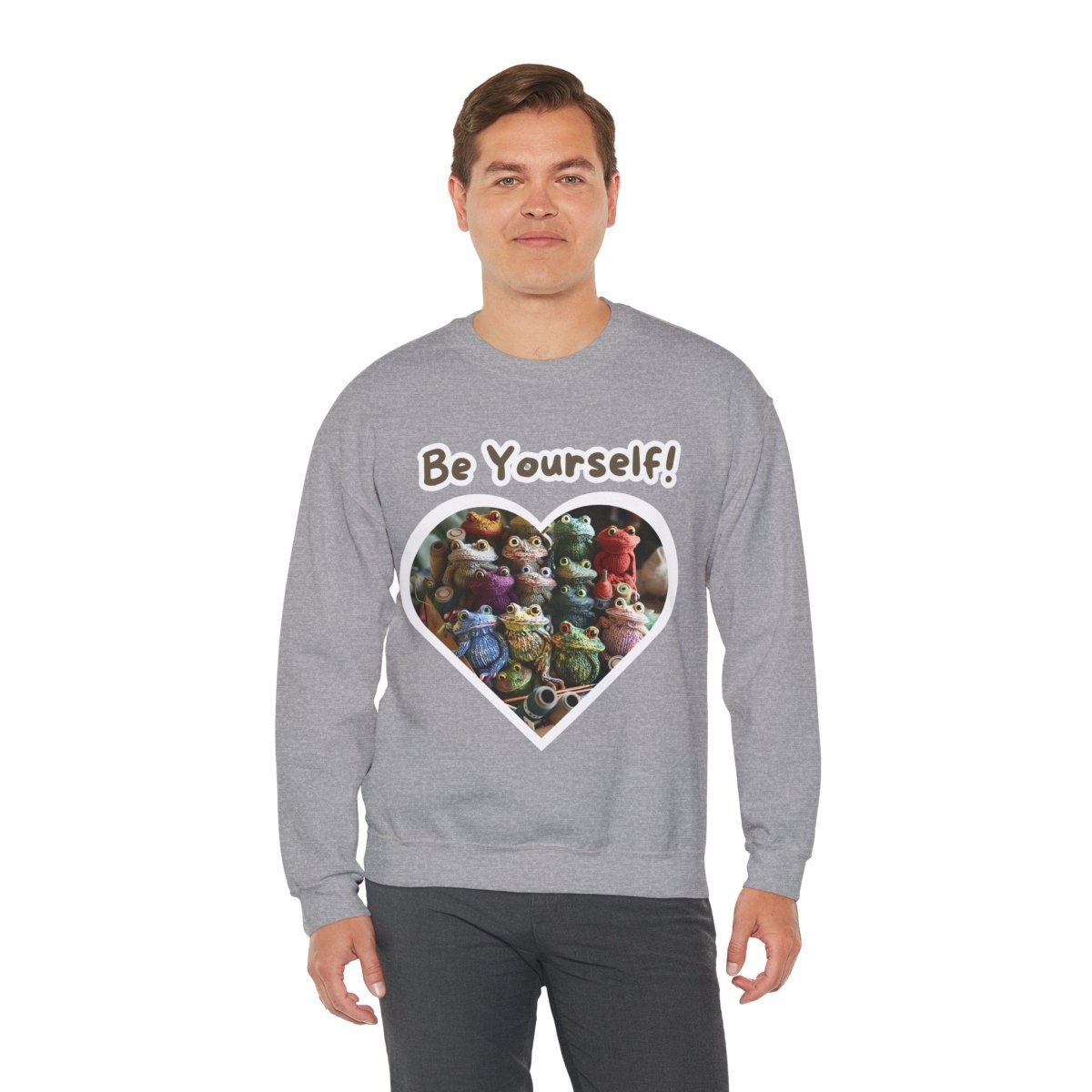 Frog Quote Crewneck Sweatshirt - Be Yourself Funny Design