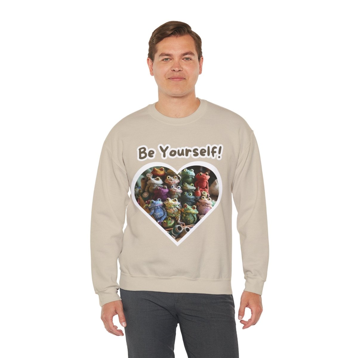 Frog Quote Crewneck Sweatshirt - Be Yourself Funny Design