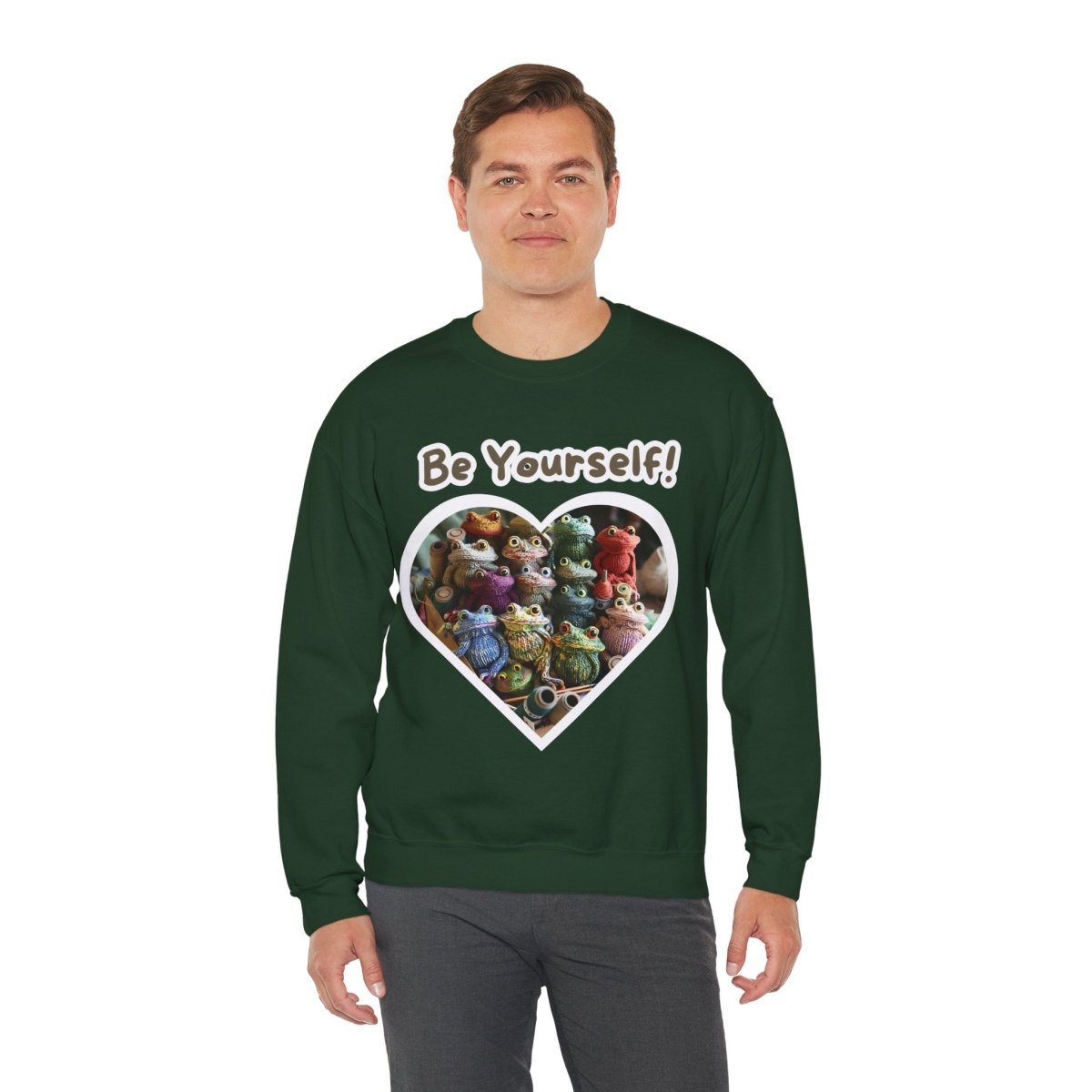 Frog Quote Crewneck Sweatshirt - Be Yourself Funny Design