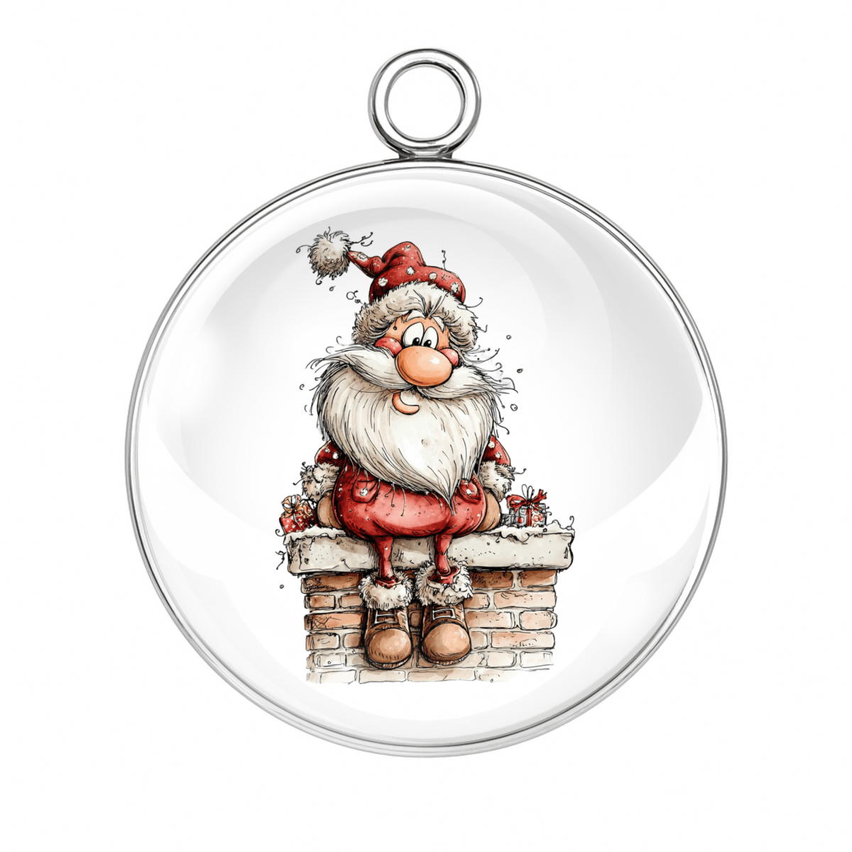 Decorative ornament with Santa Claus on a white background