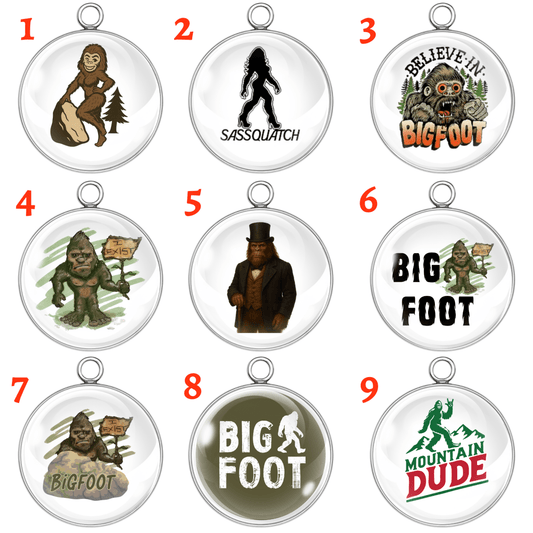 Funny Bigfoot Glass Cabochon Charm Collection – 9 unique designs for jewelry & crafts