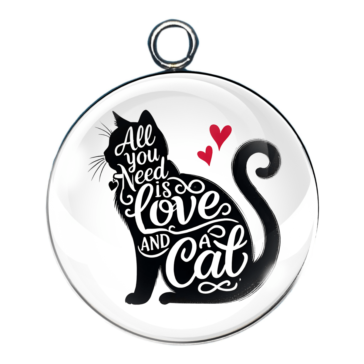 funny cat lover glass cabochon charm