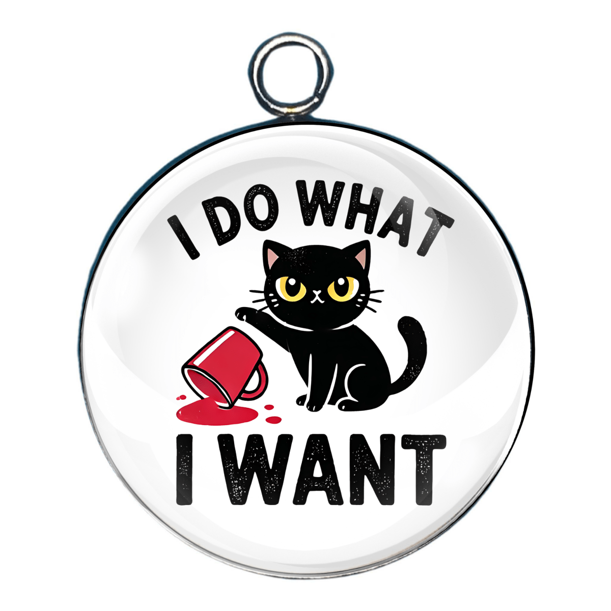 funny cat lover glass cabochon charm