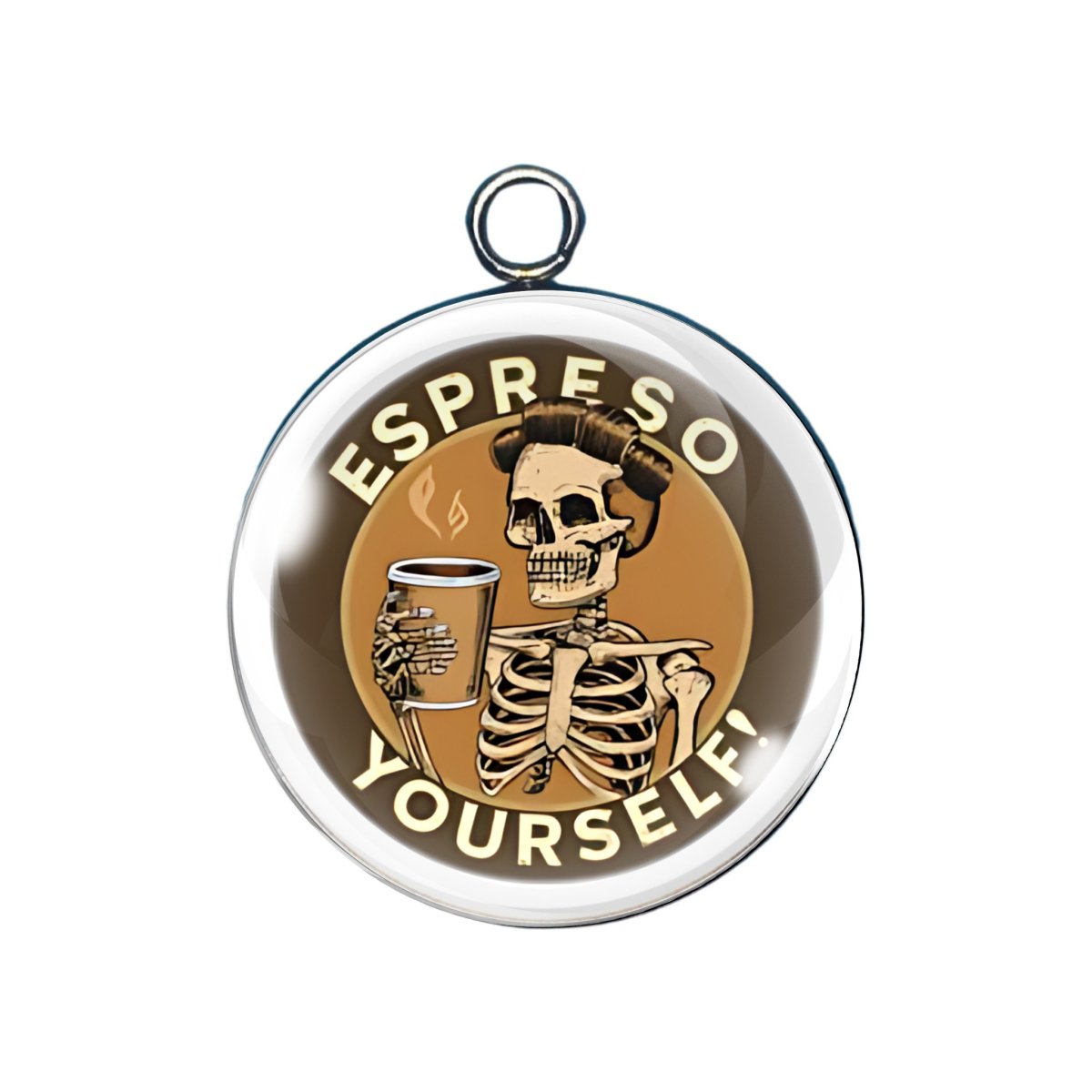 Funny coffee glass cabochon charm